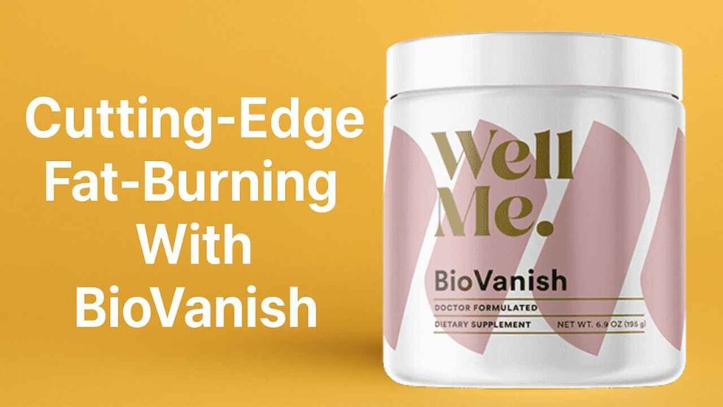 WellMe BioVanish scam or legit dietary supplement jar with chocolate powder scoop, used for fat-burning and metabolism support in 2025 reviews